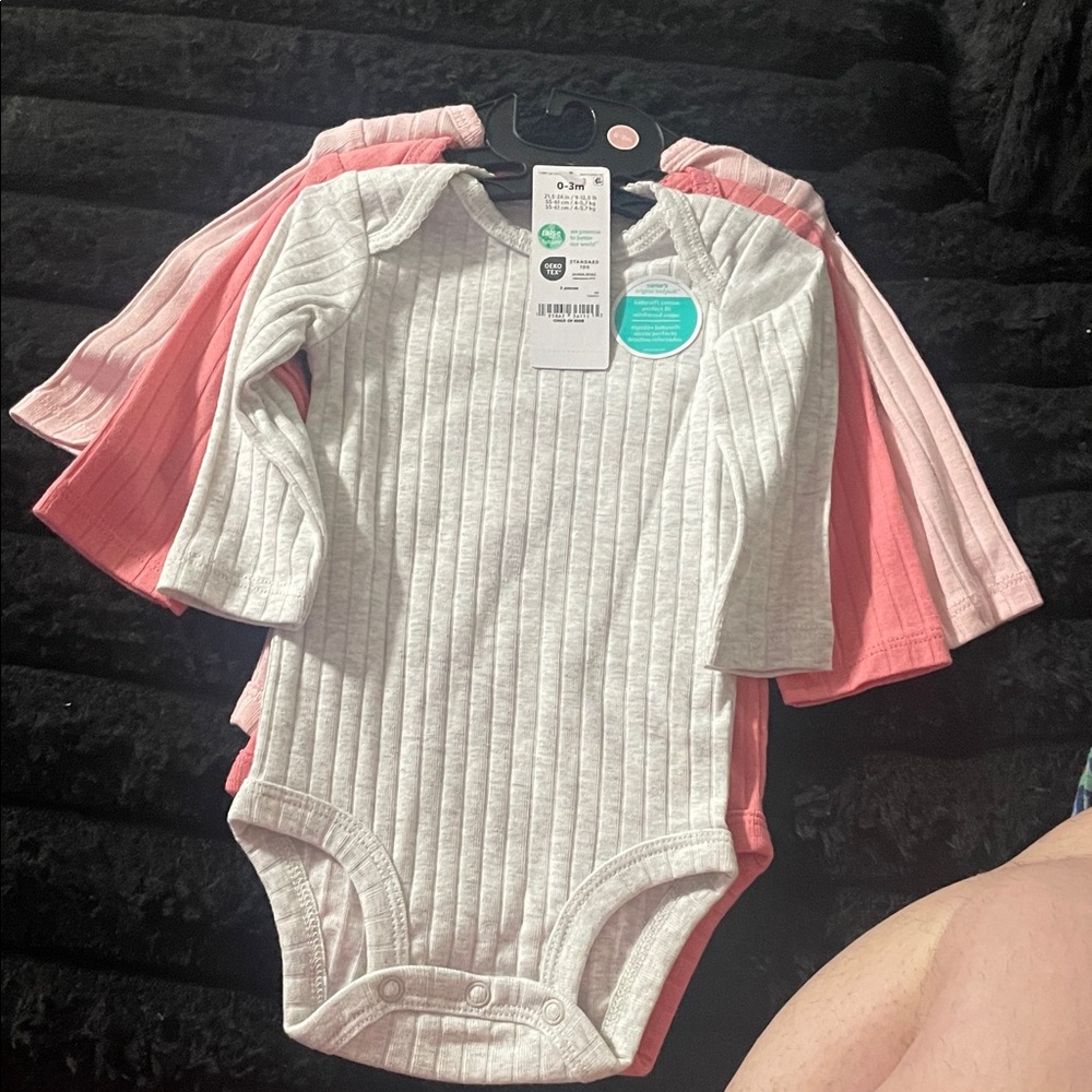 Carter's Gray and Pink Long Sleeve Bodysuit Set